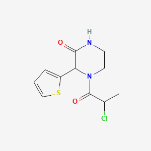 molecular formula C11H13ClN2O2S B2751727 4-(2-Chloropropanoyl)-3-thiophen-2-ylpiperazin-2-one CAS No. 2411194-12-0