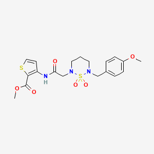 molecular formula C19H23N3O6S2 B2751738 Methyl 3-({[6-(4-methoxybenzyl)-1,1-dioxido-1,2,6-thiadiazinan-2-yl]acetyl}amino)thiophene-2-carboxylate CAS No. 946354-49-0