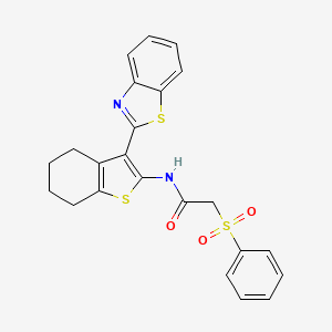 molecular formula C23H20N2O3S3 B2751745 N-(3-(benzo[d]thiazol-2-yl)-4,5,6,7-tetrahydrobenzo[b]thiophen-2-yl)-2-(phenylsulfonyl)acetamide CAS No. 898427-67-3