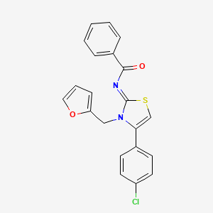 molecular formula C21H15ClN2O2S B2751753 N-[4-(4-chlorophenyl)-3-(furan-2-ylmethyl)-1,3-thiazol-2-ylidene]benzamide CAS No. 402945-91-9