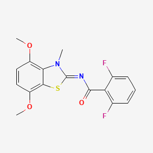 molecular formula C17H14F2N2O3S B2751761 N-(4,7-dimethoxy-3-methyl-1,3-benzothiazol-2-ylidene)-2,6-difluorobenzamide CAS No. 868370-55-2