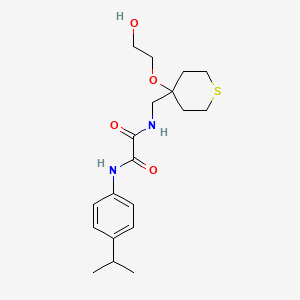 molecular formula C19H28N2O4S B2751767 N1-((4-(2-hydroxyethoxy)tetrahydro-2H-thiopyran-4-yl)methyl)-N2-(4-isopropylphenyl)oxalamide CAS No. 2309796-19-6