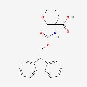 molecular formula C21H21NO5 B2751769 3-(9H-Fluoren-9-ylmethoxycarbonylamino)oxane-3-carboxylic acid CAS No. 1691987-20-8