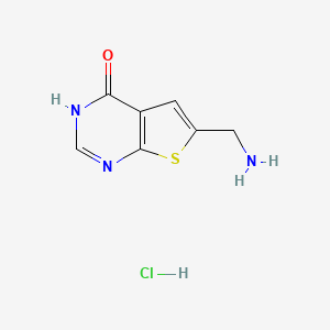 molecular formula C7H8ClN3OS B2751771 6-(aminomethyl)-3H,4H-thieno[2,3-d]pyrimidin-4-one hydrochloride CAS No. 1713164-14-7