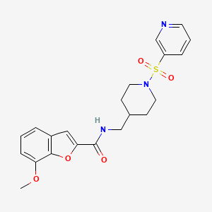 molecular formula C21H23N3O5S B2751773 7-methoxy-N-((1-(pyridin-3-ylsulfonyl)piperidin-4-yl)methyl)benzofuran-2-carboxamide CAS No. 1428363-01-2
