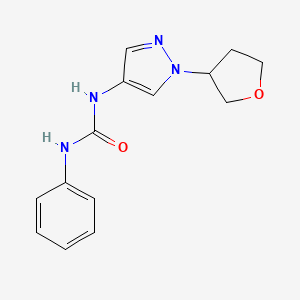 molecular formula C14H16N4O2 B2751783 1-苯基-3-(1-(四氢呋喃-3-基)-1H-吡唑-4-基)脲 CAS No. 1797865-43-0