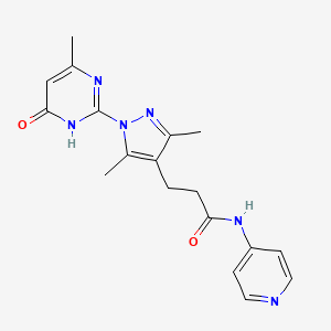 3-(3,5-dimethyl-1-(4-methyl-6-oxo-1,6-dihydropyrimidin-2-yl)-1H-pyrazol-4-yl)-N-(pyridin-4-yl)propanamide