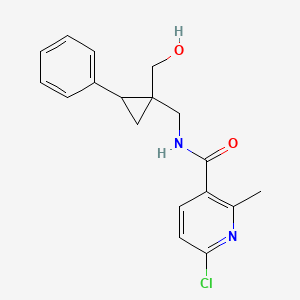 molecular formula C18H19ClN2O2 B2751800 6-Chloro-N-[[1-(hydroxymethyl)-2-phenylcyclopropyl]methyl]-2-methylpyridine-3-carboxamide CAS No. 2249390-70-1