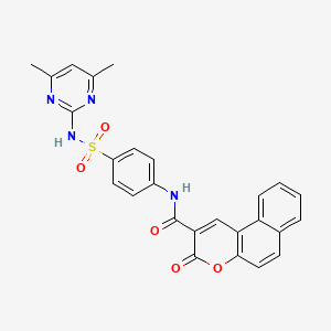 molecular formula C26H20N4O5S B2751802 N-[4-[(4,6-二甲基嘧啶-2-基)磺酰胺]苯基]-3-氧代苯并[f]嘧啶-2-甲酰胺 CAS No. 111456-23-6