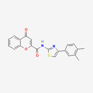 molecular formula C21H16N2O3S B2751809 N-[4-(3,4-dimethylphenyl)-1,3-thiazol-2-yl]-4-oxo-4H-chromene-2-carboxamide CAS No. 361166-35-0