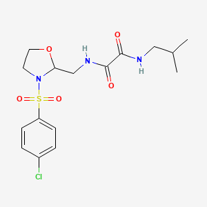 molecular formula C16H22ClN3O5S B2751810 N1-((3-((4-chlorophenyl)sulfonyl)oxazolidin-2-yl)methyl)-N2-isobutyloxalamide CAS No. 874805-78-4