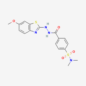 molecular formula C17H18N4O4S2 B2751825 4-(2-(6-methoxybenzo[d]thiazol-2-yl)hydrazinecarbonyl)-N,N-dimethylbenzenesulfonamide CAS No. 851979-76-5