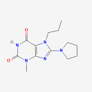 molecular formula C13H19N5O2 B2751832 3-methyl-7-propyl-8-(pyrrolidin-1-yl)-1H-purine-2,6(3H,7H)-dione CAS No. 941974-77-2