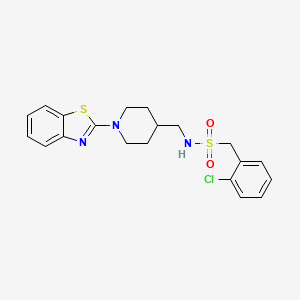 molecular formula C20H22ClN3O2S2 B2751833 N-((1-(benzo[d]thiazol-2-yl)piperidin-4-yl)methyl)-1-(2-chlorophenyl)methanesulfonamide CAS No. 1796969-08-8