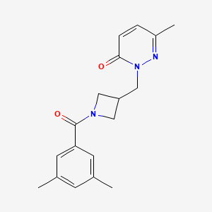 molecular formula C18H21N3O2 B2751848 2-[[1-(3,5-Dimethylbenzoyl)azetidin-3-yl]methyl]-6-methylpyridazin-3-one CAS No. 2320575-63-9