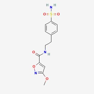 molecular formula C13H15N3O5S B2751866 3-甲氧基-N-(4-磺酰基苯乙基)异噁唑-5-甲酰胺 CAS No. 1428365-73-4