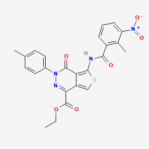 molecular formula C24H20N4O6S B2751870 Ethyl 5-[(2-methyl-3-nitrobenzoyl)amino]-3-(4-methylphenyl)-4-oxothieno[3,4-d]pyridazine-1-carboxylate CAS No. 851948-41-9