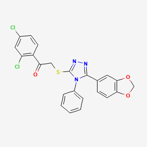 molecular formula C23H15Cl2N3O3S B2751878 2-((5-(苯并[d][1,3]二噁杂环-5-基)-4-苯基-4H-1,2,4-三唑-3-基)硫)-1-(2,4-二氯苯基)乙酮 CAS No. 496776-25-1