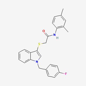 molecular formula C25H23FN2OS B2751893 N-(2,4-dimethylphenyl)-2-((1-(4-fluorobenzyl)-1H-indol-3-yl)thio)acetamide CAS No. 450347-00-9