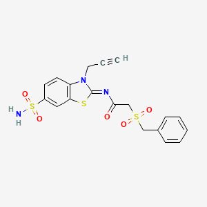 molecular formula C19H17N3O5S3 B2751912 (E)-2-(benzylsulfonyl)-N-(3-(prop-2-yn-1-yl)-6-sulfamoylbenzo[d]thiazol-2(3H)-ylidene)acetamide CAS No. 1007063-20-8