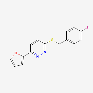 molecular formula C15H11FN2OS B2751924 3-((4-氟苄基)硫)-6-(呋喃-2-基)吡啶并[4,5-c]吡嗪 CAS No. 872722-97-9