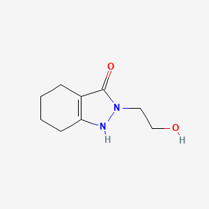 molecular formula C9H14N2O2 B2751932 乙酸乙酯 2-(2-羟基乙基)-1,2,4,5,6,7-六氢-3H-吲哚-3-酮 CAS No. 866040-13-3