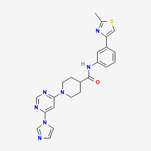 molecular formula C23H23N7OS B2751935 1-(6-(1H-imidazol-1-yl)pyrimidin-4-yl)-N-(3-(2-methylthiazol-4-yl)phenyl)piperidine-4-carboxamide CAS No. 1351658-70-2