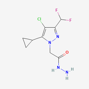 molecular formula C9H11ClF2N4O B2751954 2-(4-氯-5-环丙基-3-(二氟甲基)-1H-吡唑-1-基)乙酰肼 CAS No. 1004643-39-3