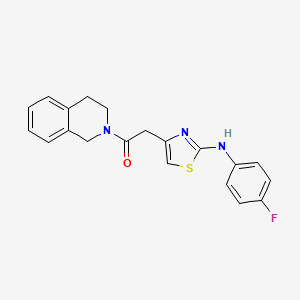molecular formula C20H18FN3OS B2751963 1-(3,4-dihydroisoquinolin-2(1H)-yl)-2-(2-((4-fluorophenyl)amino)thiazol-4-yl)ethanone CAS No. 1203333-87-2