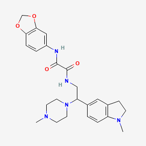 molecular formula C25H31N5O4 B2751965 N1-(benzo[d][1,3]dioxol-5-yl)-N2-(2-(1-methylindolin-5-yl)-2-(4-methylpiperazin-1-yl)ethyl)oxalamide CAS No. 922068-27-7