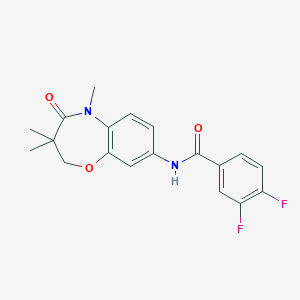 molecular formula C19H18F2N2O3 B2751969 3,4-difluoro-N-(3,3,5-trimethyl-4-oxo-2,3,4,5-tetrahydrobenzo[b][1,4]oxazepin-8-yl)benzamide CAS No. 921792-76-9