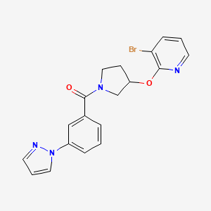 molecular formula C19H17BrN4O2 B2751971 (3-(1H-吡唑-1-基)苯基)(3-((3-溴吡啶-2-基)氧基)吡咯啉-1-基)甲酮 CAS No. 1904359-46-1