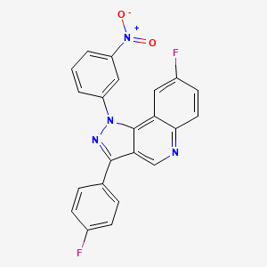 molecular formula C22H12F2N4O2 B2751989 8-氟-3-(4-氟苯基)-1-(3-硝基苯基)-1H-吡唑并[4,3-c]喹啉 CAS No. 932464-29-4