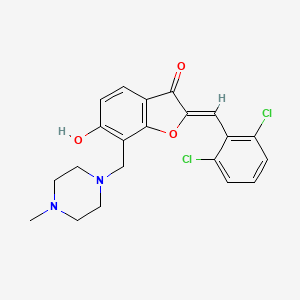 molecular formula C21H20Cl2N2O3 B2751990 (Z)-2-(2,6-dichlorobenzylidene)-6-hydroxy-7-((4-methylpiperazin-1-yl)methyl)benzofuran-3(2H)-one CAS No. 899401-05-9