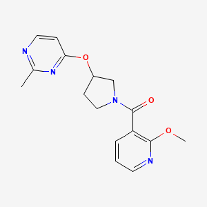 molecular formula C16H18N4O3 B2751991 4-{[1-(2-甲氧吡啶-3-羰基)吡咯啉-3-基]氧基}-2-甲基嘧啶 CAS No. 2097890-64-5