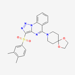 molecular formula C24H25N5O4S B2751994 3-[(3,4-二甲基苯基)磺酰]-5-(1,4-二氧杂-8-氮杂螺[4.5]癸-8-基)[1,2,3]嘧啶并[1,5-a]喹唑啉 CAS No. 893275-62-2