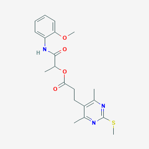 molecular formula C20H25N3O4S B2752002 1-[(2-Methoxyphenyl)carbamoyl]ethyl 3-[4,6-dimethyl-2-(methylsulfanyl)pyrimidin-5-yl]propanoate CAS No. 1147297-23-1
