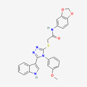 molecular formula C26H21N5O4S B2752009 2-((5-(1H-indol-3-yl)-4-(3-methoxyphenyl)-4H-1,2,4-triazol-3-yl)thio)-N-(benzo[d][1,3]dioxol-5-yl)acetamide CAS No. 852145-47-2