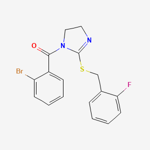 molecular formula C17H14BrFN2OS B2752015 (2-bromophenyl)(2-((2-fluorobenzyl)thio)-4,5-dihydro-1H-imidazol-1-yl)methanone CAS No. 851806-96-7