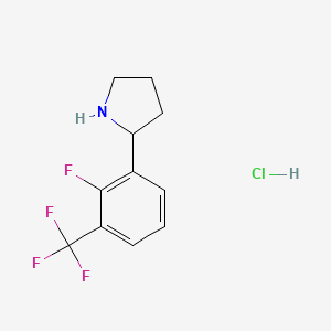 molecular formula C11H12ClF4N B2752017 2-(2-氟-3-(三氟甲基)苯基)吡咯烷盐酸盐 CAS No. 2172473-38-8