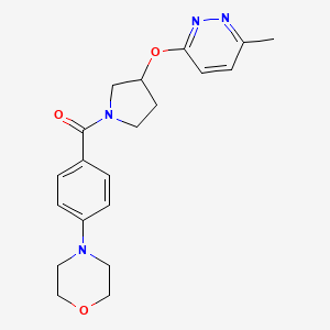 molecular formula C20H24N4O3 B2752023 (3-((6-Methylpyridazin-3-yl)oxy)pyrrolidin-1-yl)(4-morpholinophenyl)methanone CAS No. 2034444-69-2