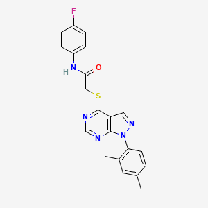 molecular formula C21H18FN5OS B2752029 2-[1-(2,4-dimethylphenyl)pyrazolo[3,4-d]pyrimidin-4-yl]sulfanyl-N-(4-fluorophenyl)acetamide CAS No. 893926-07-3