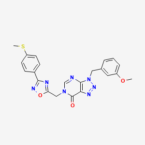 molecular formula C22H19N7O3S B2752033 3-(3-methoxybenzyl)-6-((3-(4-(methylthio)phenyl)-1,2,4-oxadiazol-5-yl)methyl)-3H-[1,2,3]triazolo[4,5-d]pyrimidin-7(6H)-one CAS No. 1207019-57-5