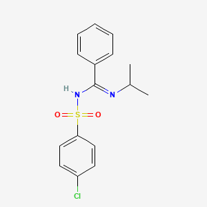 molecular formula C16H17ClN2O2S B2752047 N'-[(4-chlorophenyl)sulfonyl]-N-isopropylbenzenecarboximidamide CAS No. 328014-67-1