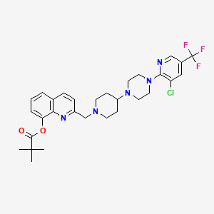 molecular formula C30H35ClF3N5O2 B2752052 2-[(4-{4-[3-Chloro-5-(trifluoromethyl)pyridin-2-yl]piperazin-1-yl}piperidin-1-yl)methyl]quinolin-8-yl 2,2-dimethylpropanoate CAS No. 2097932-75-5
