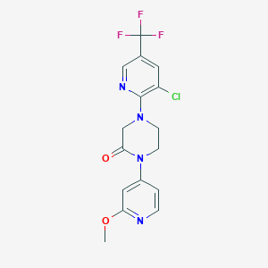 molecular formula C16H14ClF3N4O2 B2752054 4-[3-Chloro-5-(trifluoromethyl)pyridin-2-yl]-1-(2-methoxypyridin-4-yl)piperazin-2-one CAS No. 2380145-28-6