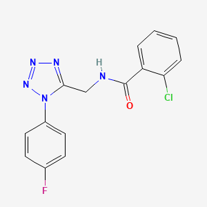 molecular formula C15H11ClFN5O B2752071 2-chloro-N-((1-(4-fluorophenyl)-1H-tetrazol-5-yl)methyl)benzamide CAS No. 946360-75-4