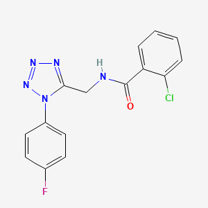 molecular formula C15H11ClFN5O B2752071 2-氯-N-((1-(4-氟苯基)-1H-四唑-5-基)甲基)苯甲酰胺 CAS No. 946360-75-4