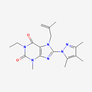 1-ethyl-3-methyl-7-(2-methylprop-2-en-1-yl)-8-(3,4,5-trimethyl-1H-pyrazol-1-yl)-2,3,6,7-tetrahydro-1H-purine-2,6-dione