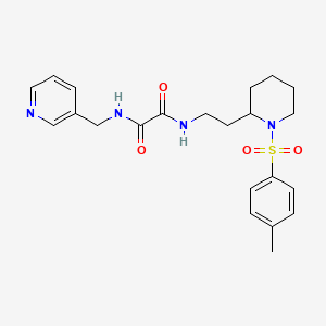 molecular formula C22H28N4O4S B2752074 N1-(嘧啶-3-基甲基)-N2-(2-(1-对甲苯磺酰哌啶-2-基)乙基)草酰胺 CAS No. 898445-64-2